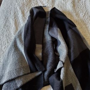 Black and grey poncho sweater